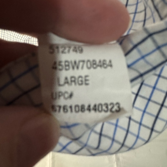 Men's IZOD Blue Long Sleeve Checkered Dress Shirt Size Large 100% Cotton - Picture 10 of 13